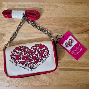 Brighton Red and Cream Heart Clutch